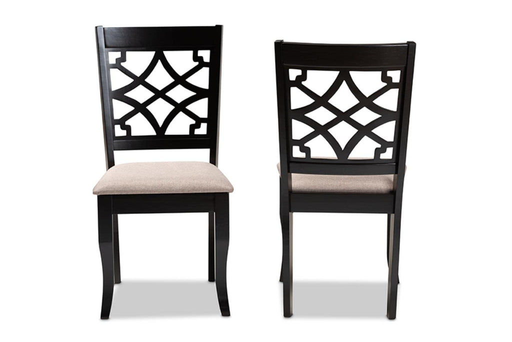 Baxton Studio Mael Modern and Contemporary Sand Fabric Upholstered and Espresso Brown Finished Wood 2-Piece Dining Chair Set