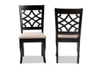 Baxton Studio Mael Modern and Contemporary Sand Fabric Upholstered and Espresso Brown Finished Wood 2-Piece Dining Chair Set
