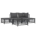 vidaXL Durable 5 Piece Patio Lounge Set with Cushions- Anthracite Steel- Comfortable Seating Experience- Modular Design for Flexible Arrangement- Sturdy and Durable Outdoor Furniture