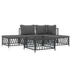 vidaXL Durable 5 Piece Patio Lounge Set with Cushions- Anthracite Steel- Comfortable Seating Experience- Modular Design for Flexible Arrangement- Sturdy and Durable Outdoor Furniture
