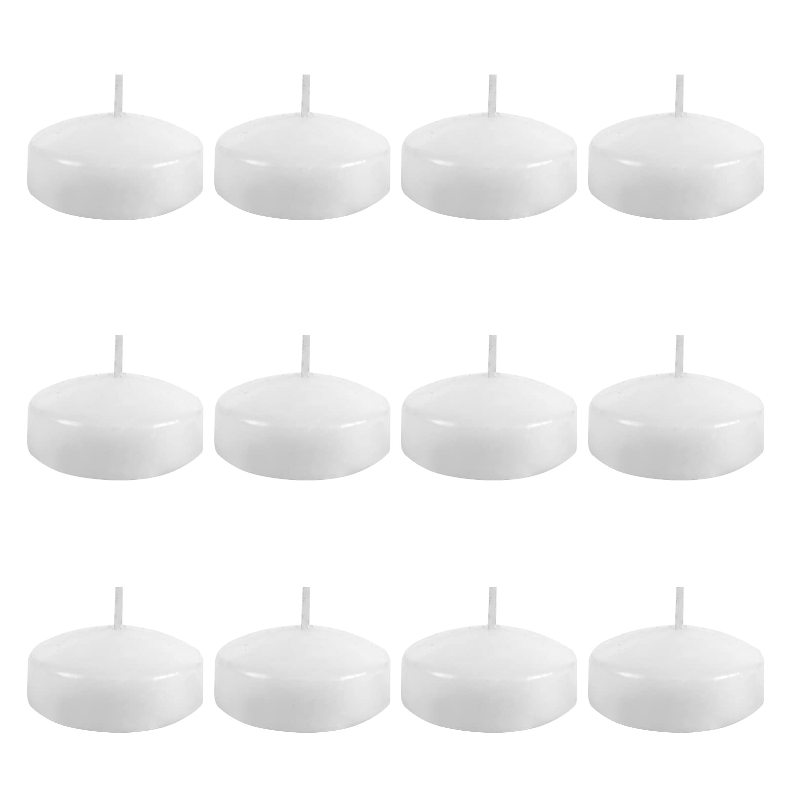Thleunei 12 Pack Floating Candles 2    6 Hour White Unscented Dripless Wax Discs, Floating Candles for centerpieces, Cylinder Va