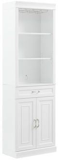 Crosley Furniture Stanton Wine, Liquor, Coffee Bar Cabinet with Storage Shelves and Drawers, White