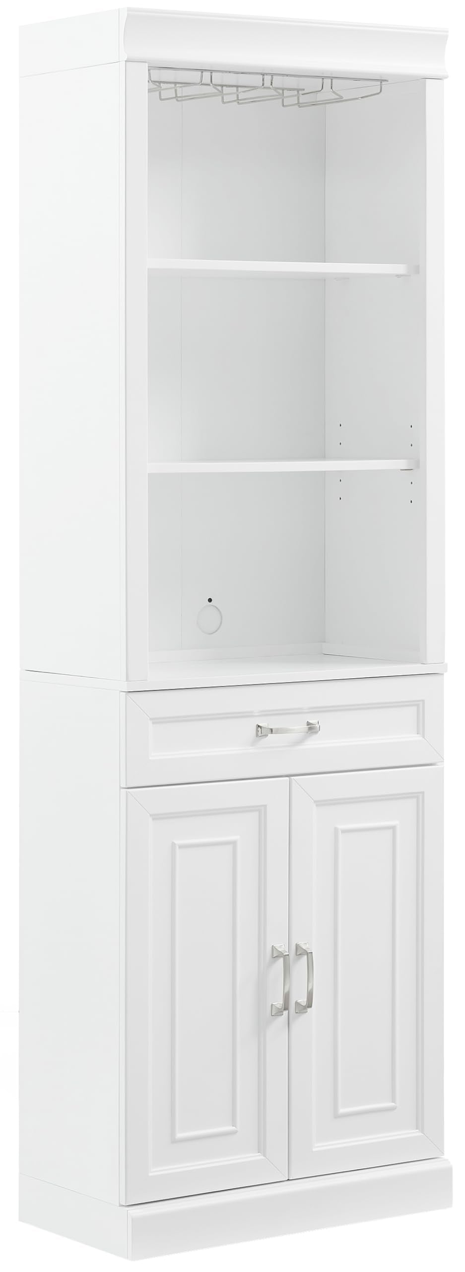 Crosley Furniture Stanton Wine, Liquor, Coffee Bar Cabinet with Storage Shelves and Drawers, White