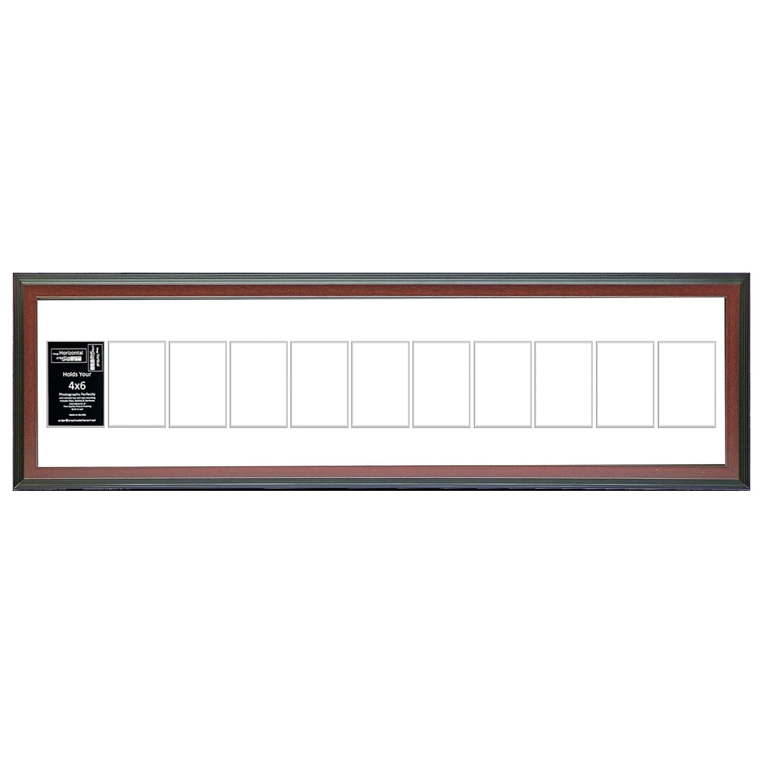 Creative Letter Art 4    x 6    Multiple Opening Picture Frame Collage with 11 holes, Congress Mahogany Frame with 10 x 44-inch 