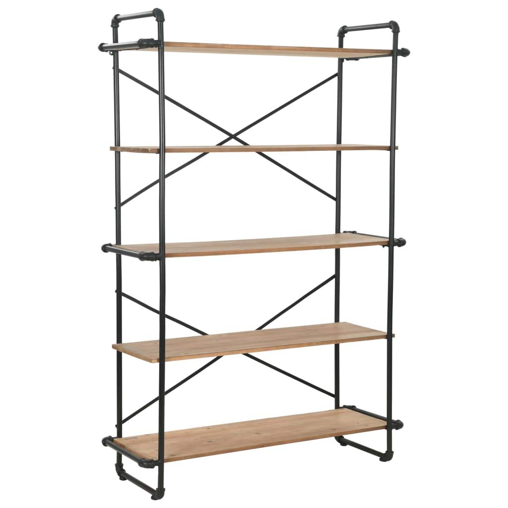 Vidaxl Bookshelf, Open Shelf Bookcase, Wall Bookshelf For Living Room, Freestanding Shelving Unit, Farmhouse Industrial, Solid Firwood And Steel