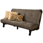 Kodiak Furniture Carson Full Size Futon Frame and Mattress Set - Java Brown Finish Wood Futon Frame with Mattress Included in Suede Gray Color