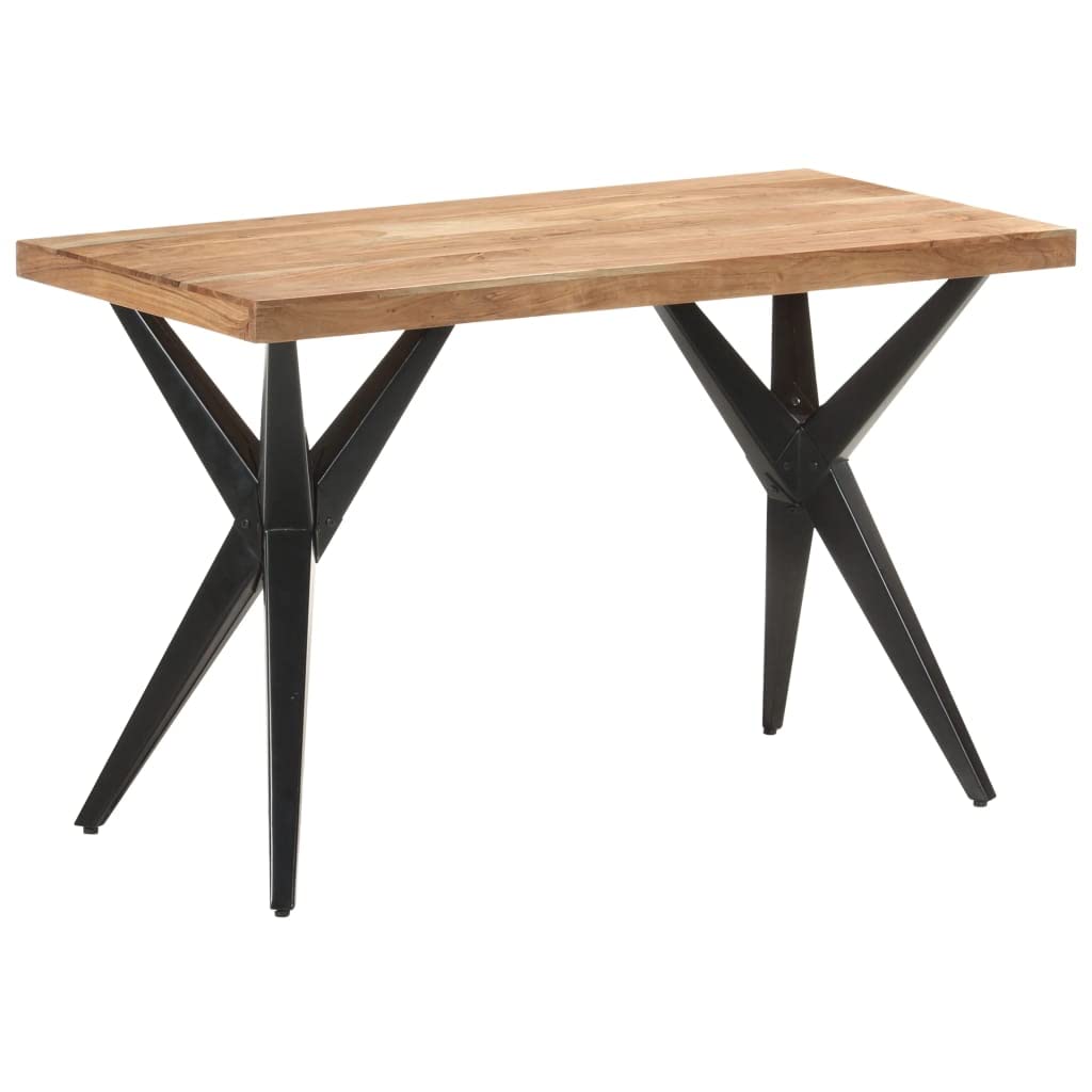 vidaXL Dining Table- Solid Acacia Wood with Bleach Finish, Powder-Coated Steel Legs, Scandinavian Style, Rectangular Shape, 47.2&quot;x23.6&quot;x29.9&quot;, Easy Assembly