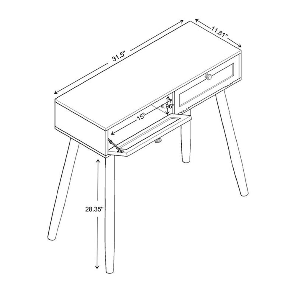 Baxton Studio Maclean Mid-Century Modern Rattan and Natural Brown Finished Wood 2-Drawer Console Table