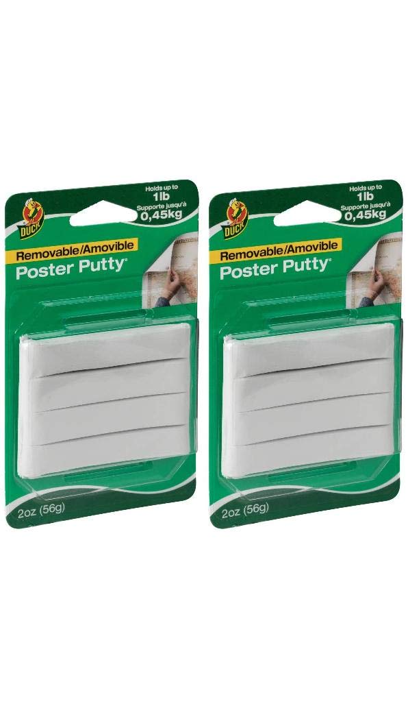 Duck Brand Reusable And Removable Poster Putty For Mounting, 2 Oz, White (1436912)- .2 Pack Of 2 Oz.