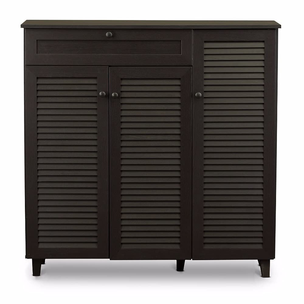Baxton Studio Pocillo Wood Shoe Storage Cabinet, Brown