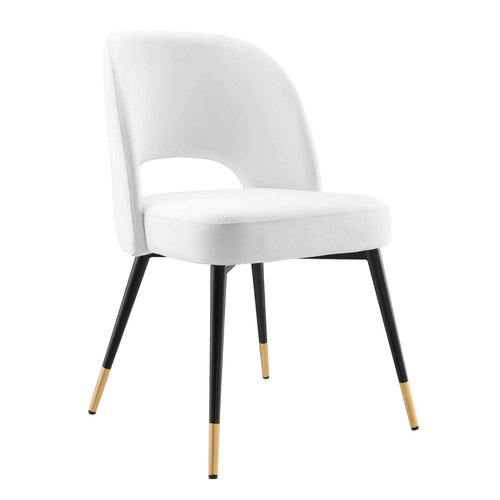 Modway Rouse Upholstered Velvet Side, 2 Pcs - Dining Chairs, White