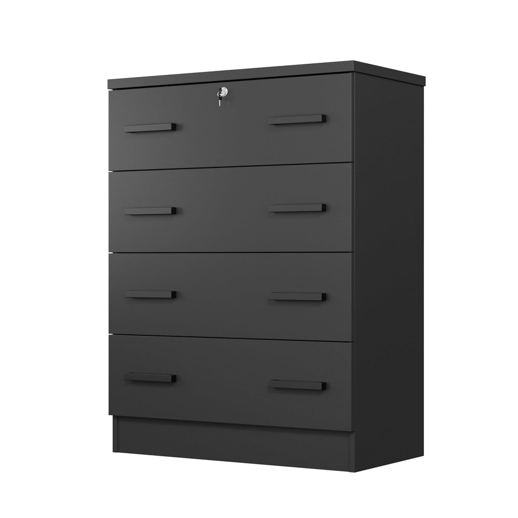 Woodpeckers Furniture And Mattress 4 Drawers Chest (Black)