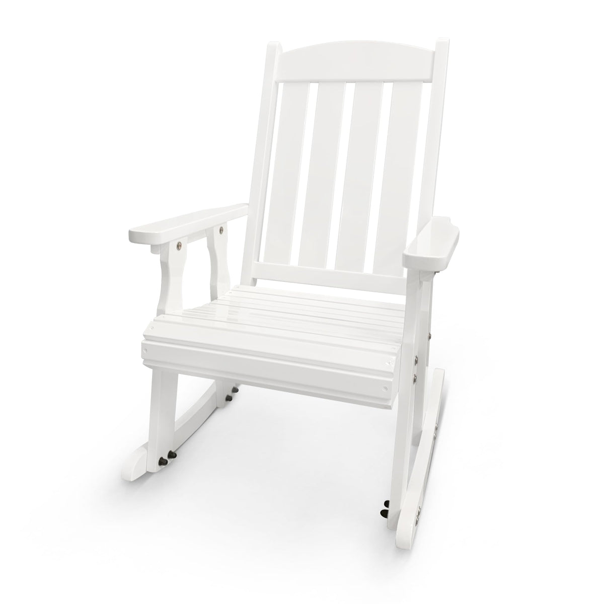 Wooden Rocking Chair With Comfortable Backrest Inclination, High Backrest And Deep Contoured Seat, Solid Fir Wood, Heavy Duty 60