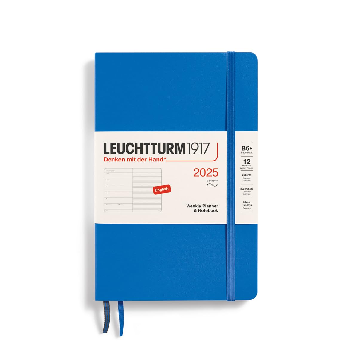 Leuchtturm1917 - Weekly Planner & Notebook 2025, Softcover, Paperback (B6+), Sky (Jan 1 - Dec 31, 2025)