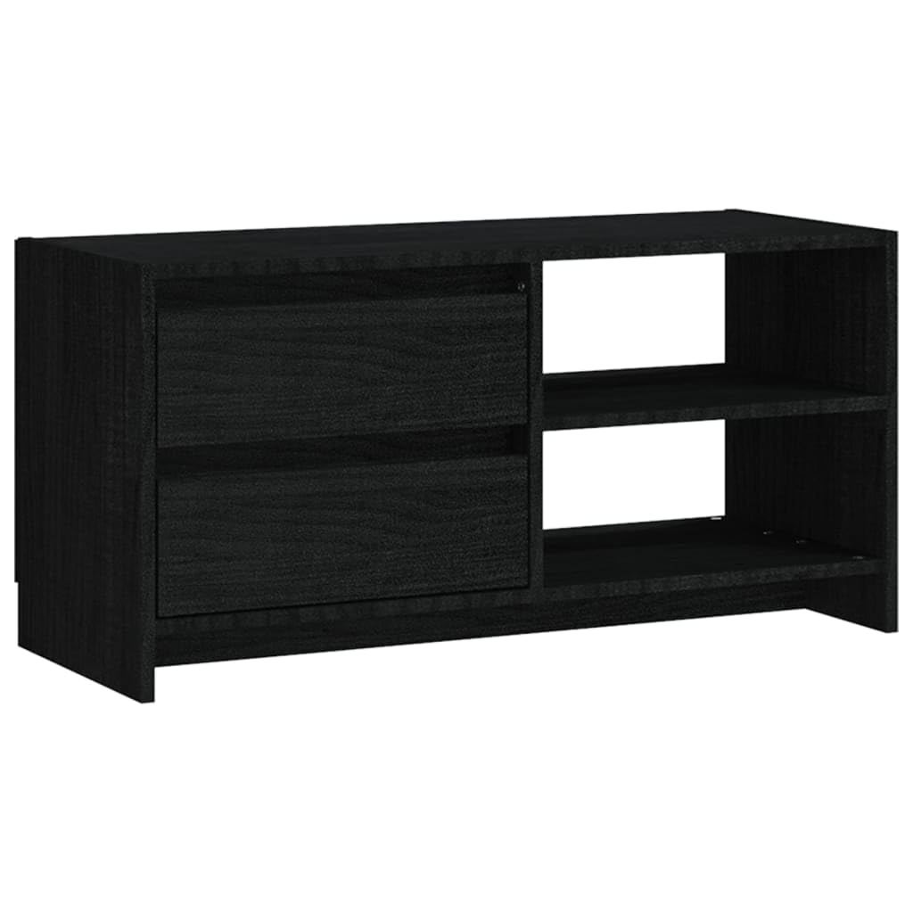 vidaXL TV Cabinet Black 31.5&quot;x12.2&quot;x15.4&quot; Solid Pinewood