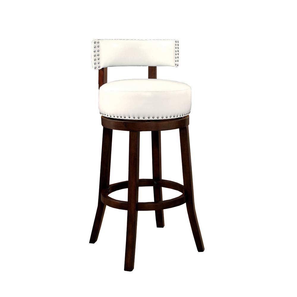 Benzara Bm131361 Shirley 29 In. Barstool With Pu Cushion, Dark Oak & White