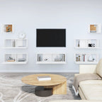 vidaXL TV Stand Set 7 Piece, Wall Mounted Entertainment Center, TV Stand Console with Storage, Modern Style, White Engineered Wood