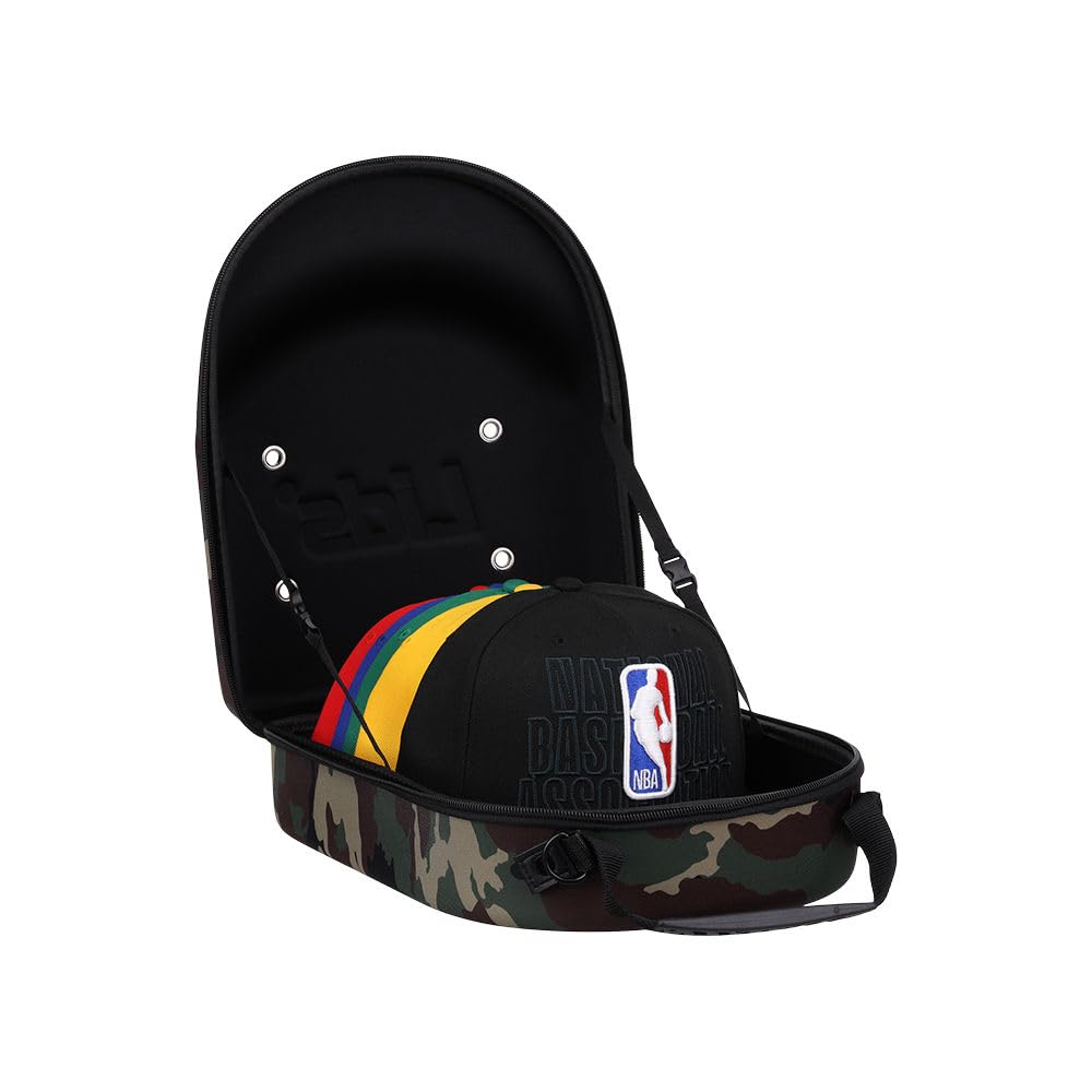 Lids Cap Luggage Container(Camo Exterior & Black Interior) - Durable Storage for Baseball Caps, Hat Organizer Holder for 6 Caps,