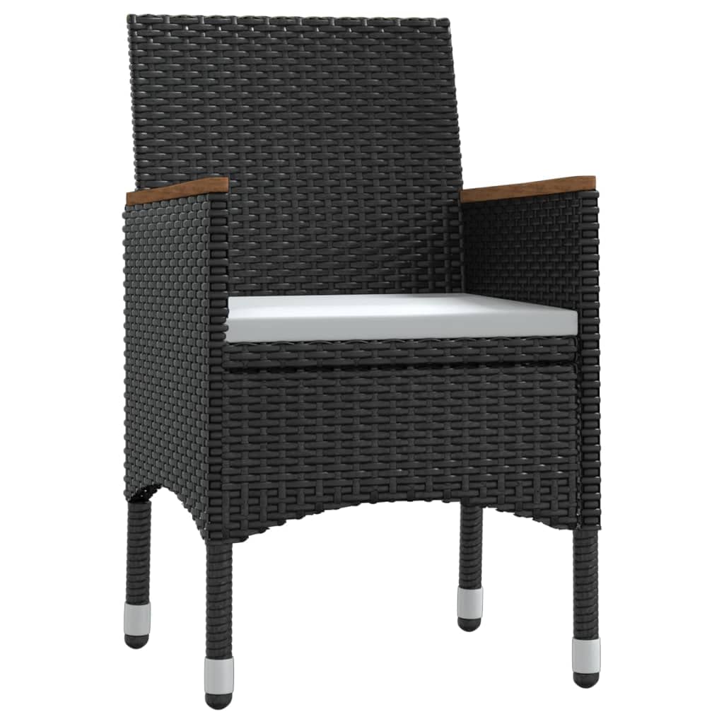 vidaXL Patio Dining Set 7 Piece with Cushions Garden Outdoor Lawn Yard Terrace Balcony Table and Chair Seat Seating Furniture Black