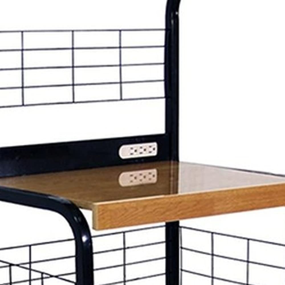 HomeRoots Black/Natural Metal Mod Black and Natural Microwave Kitchen Cart