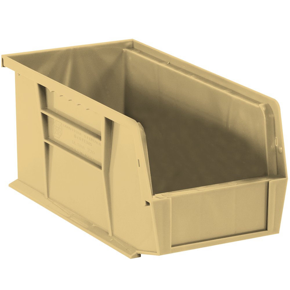 Aviditi Plastic Stack/Hang Storage Bin Containers, 10-7/8 X 5-1/2 X 5 Inches, Ivory, Pack Of 12, For Organizing Homes, Offices,