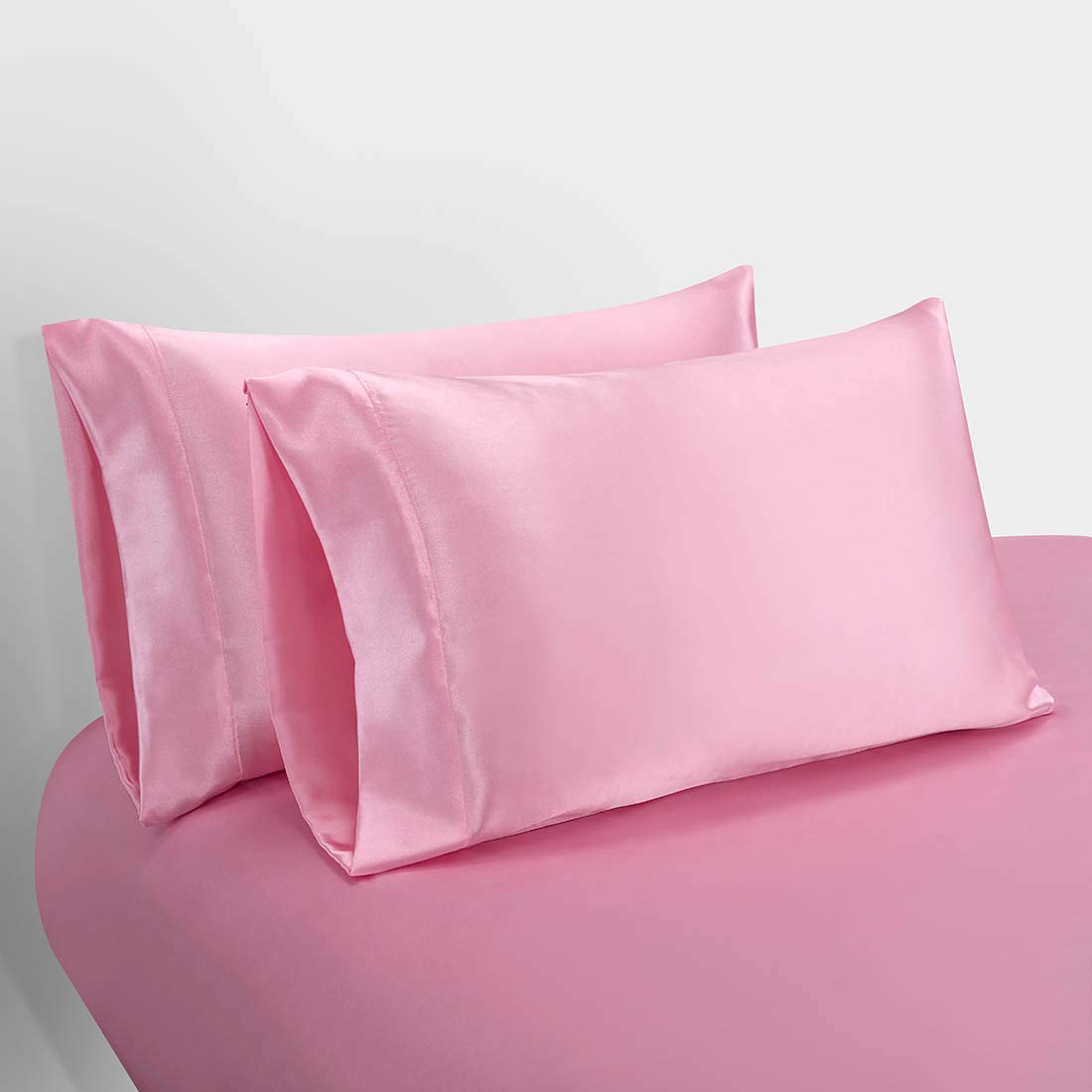 Homiest 3Pcs Satin Sheets Set Luxury Silky Satin Bedding Set With Deep Pocket, 1 Fitted Sheet + 1 Flat Sheet + 1 Pillowcase (Twin Xl Size, Pink)