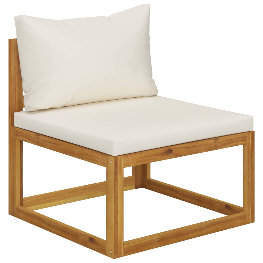 vidaXL Solid Acacia Wood Outdoor Patio Sofa Set with Cushion and Coffee Table, Flexible Lounge Configuration, Cream White