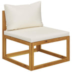 vidaXL Solid Acacia Wood Outdoor Patio Sofa Set with Cushion and Coffee Table, Flexible Lounge Configuration, Cream White