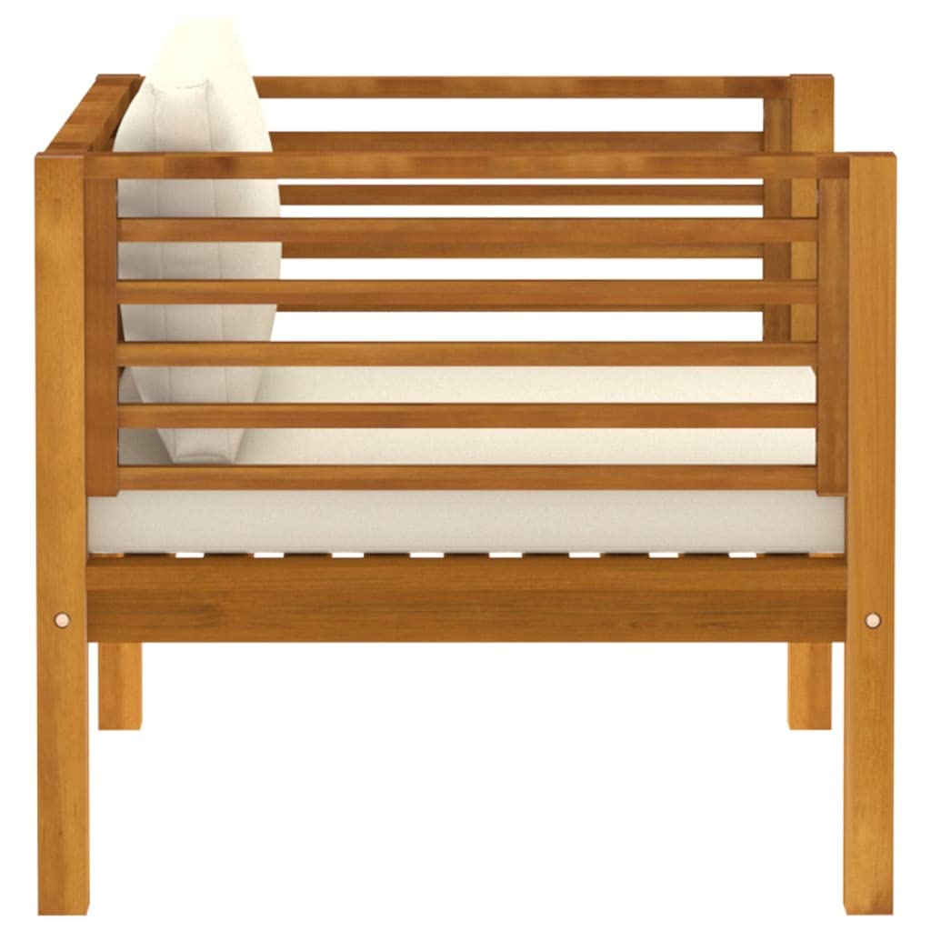 vidaXL Garden Chair: Comfortable Solid Acacia Wood Patio Chair with Cream White Cushions - Great for Outdoor Spaces Like Patio, Deck, Balcony