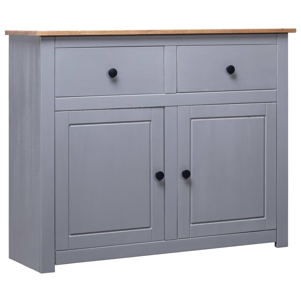 vidaXL Panama Range Sideboard, Gray Solid Pinewood Console Table with 2 Drawers and 2 Doors, Scandinavian Style Home Furniture