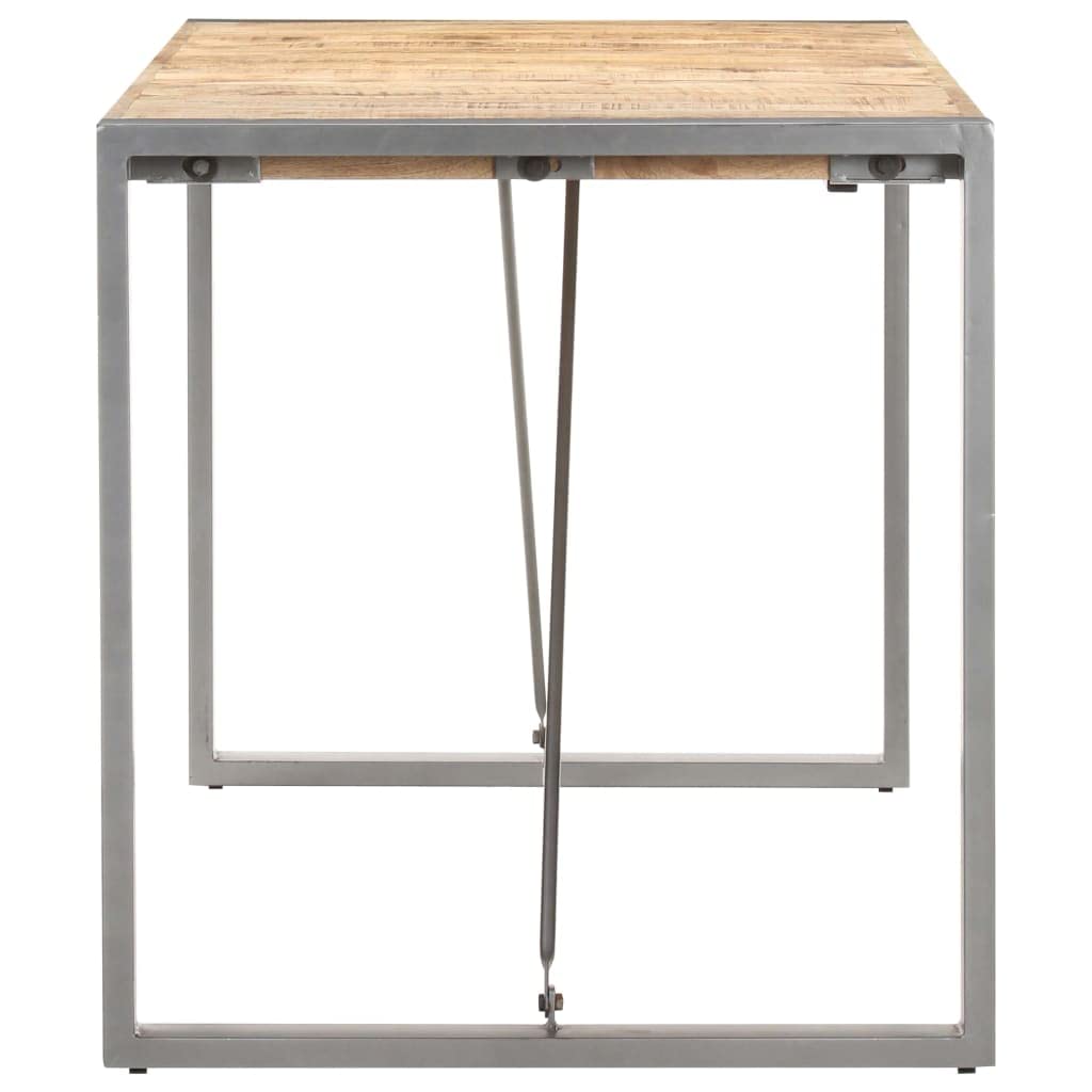 vidaXL Rectangular Dining Table – Industrial Finish, Constructed from Solid Rough Mango Wood, Powder-Coated Steel Legs for Extra Stability – Brown and Gray