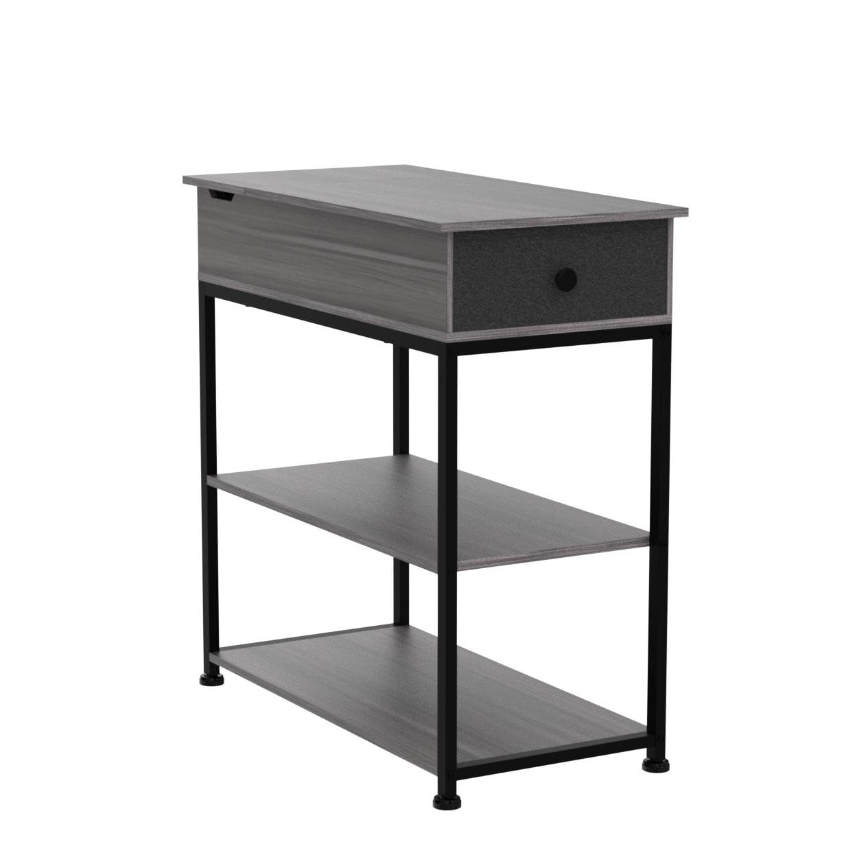 Wlive Small Side Tables Living Room With Charging Station, Narrow End Table For Bedroom, Home Office, Small Spaces, Grey Couch Side Table With Storage, Usb Ports And Outlets