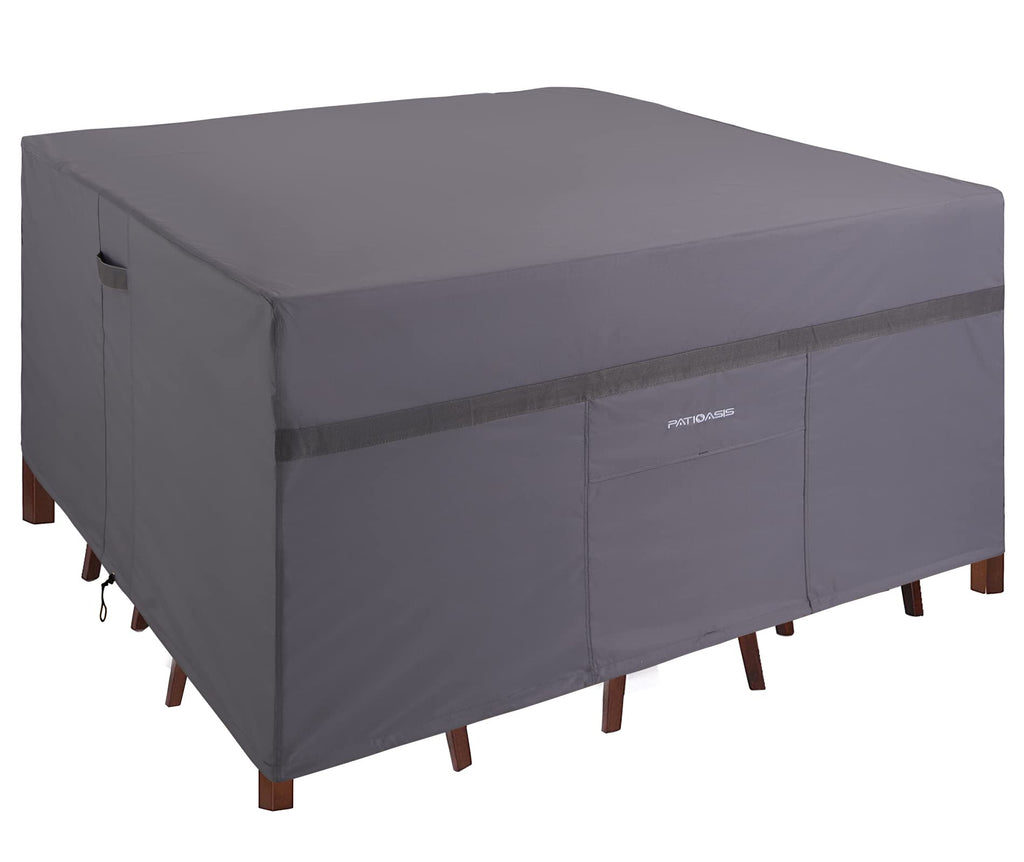 Grey 56Inch Outdoor Square Table & Chairs Cover Waterproof Anti-Fading Patio Square Table Cover 28'' Hight