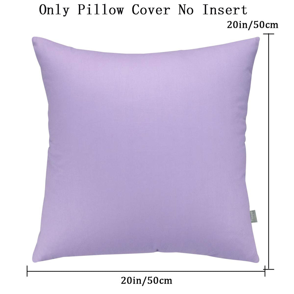 4-Pack 100% Cotton Comfortable Solid Decorative Throw Pillow Case,Thmyo Square Cushion Cover Pillowcase Sublimation Blank Pillow Covers Diy Throw Pillowcase For Sofa(20X20 Inch/ 50X50Cm,Light Purple)
