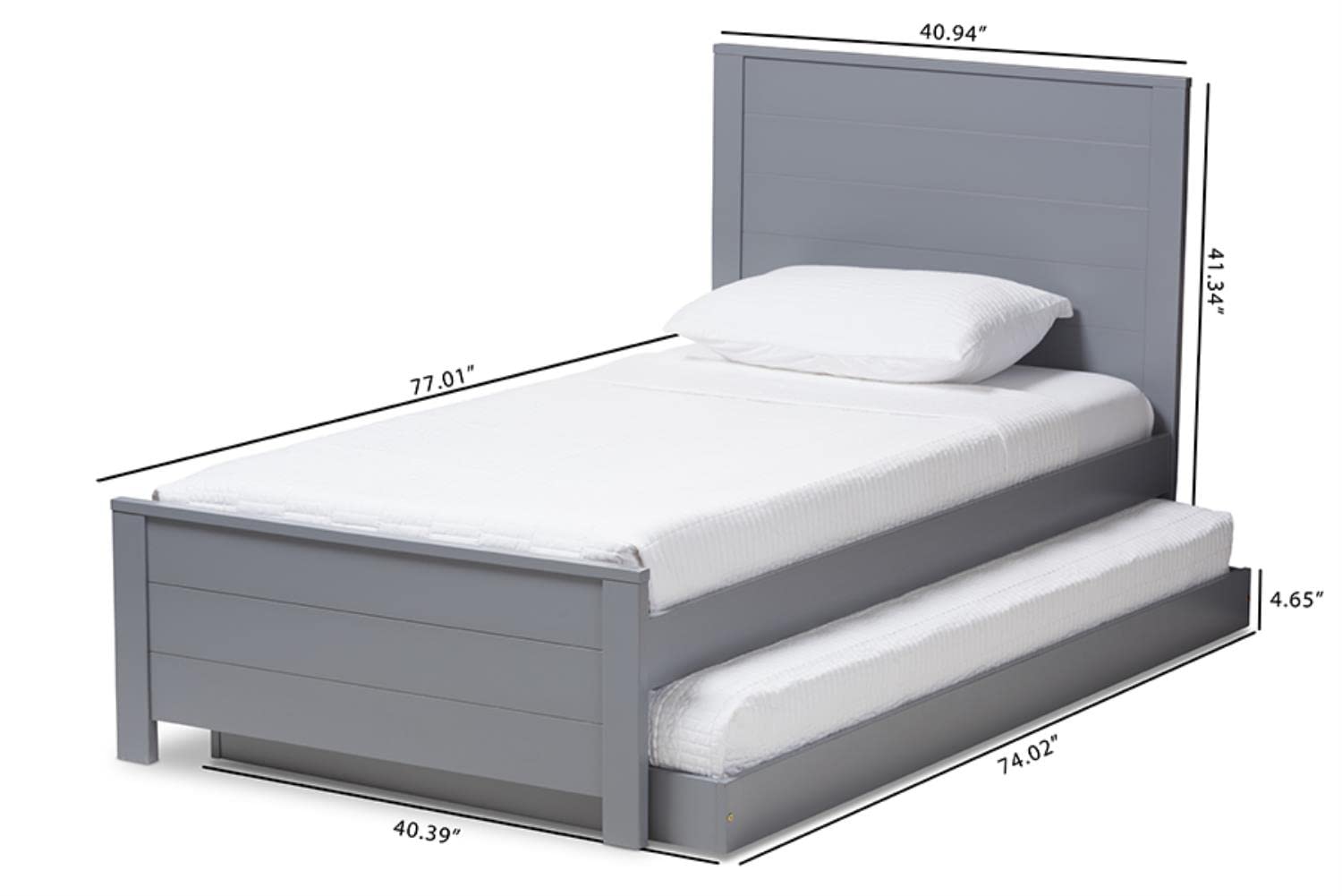 Baxton Studio Catalina Twin Platform Bed Grey/Twin//Light Wood/Mission/Rubber Wood/Poplar/LVL