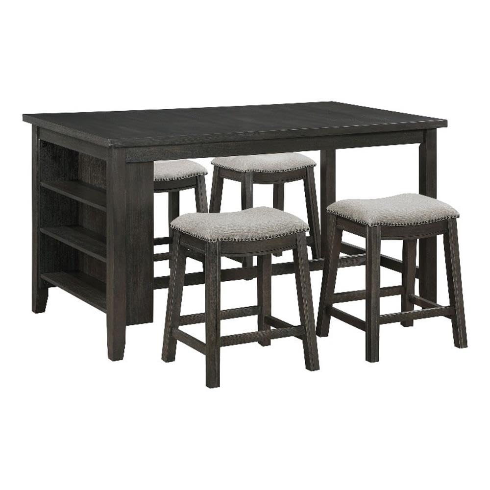 Coaster Home Furnishings Elliston 5-Piece Rectangular Counter Height Dining Set Dark Grey and Beige