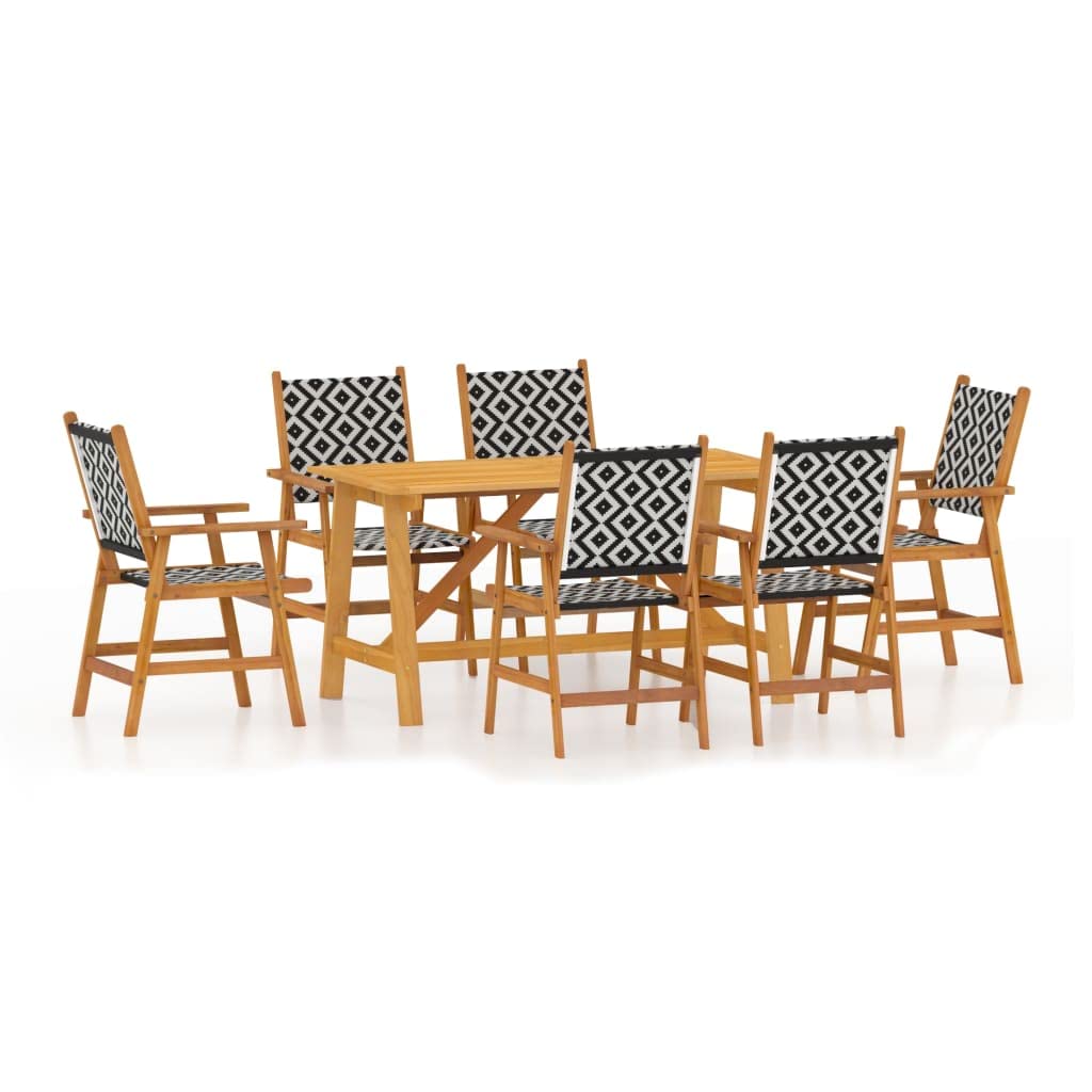 vidaXL Patio Dining Set 7 Piece, Outdoor Dining Set for 6, Table and Chair for Garden Backyard Balcony, Dining Chair, Solid Acacia Wood