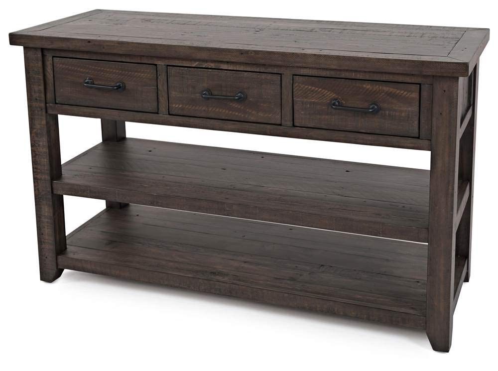 Jofran Madison County Reclaimed Solid Wood Farmhouse Harris Console Sofa Table, 50'', Barnwood Brown