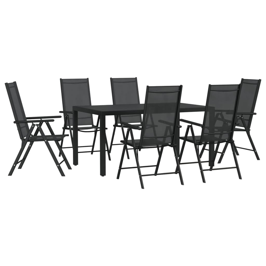 vidaXL Outdoor Patio Dining Set - 5-Piece Patio Furniture Set with Adjustable Textilene Armchairs and WPC Tabletop - Compact Design for Small Spaces - Black