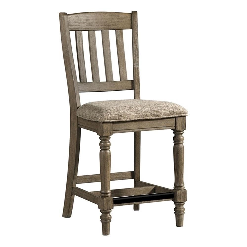 Balboa Park Slat Back Counter Stool with Cushion Seat, Set of 2, Roasted Oak