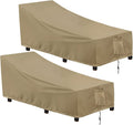 Outdoorlines Outdoor Waterproof Patio Chaise Lounge Chair Cover - Uv Resistant Lounger Covers Heavy Duty Weatherproof Patio Sofa Furniture Covers, 2 Packs, 68Wx30Dx30H Inches, Camel