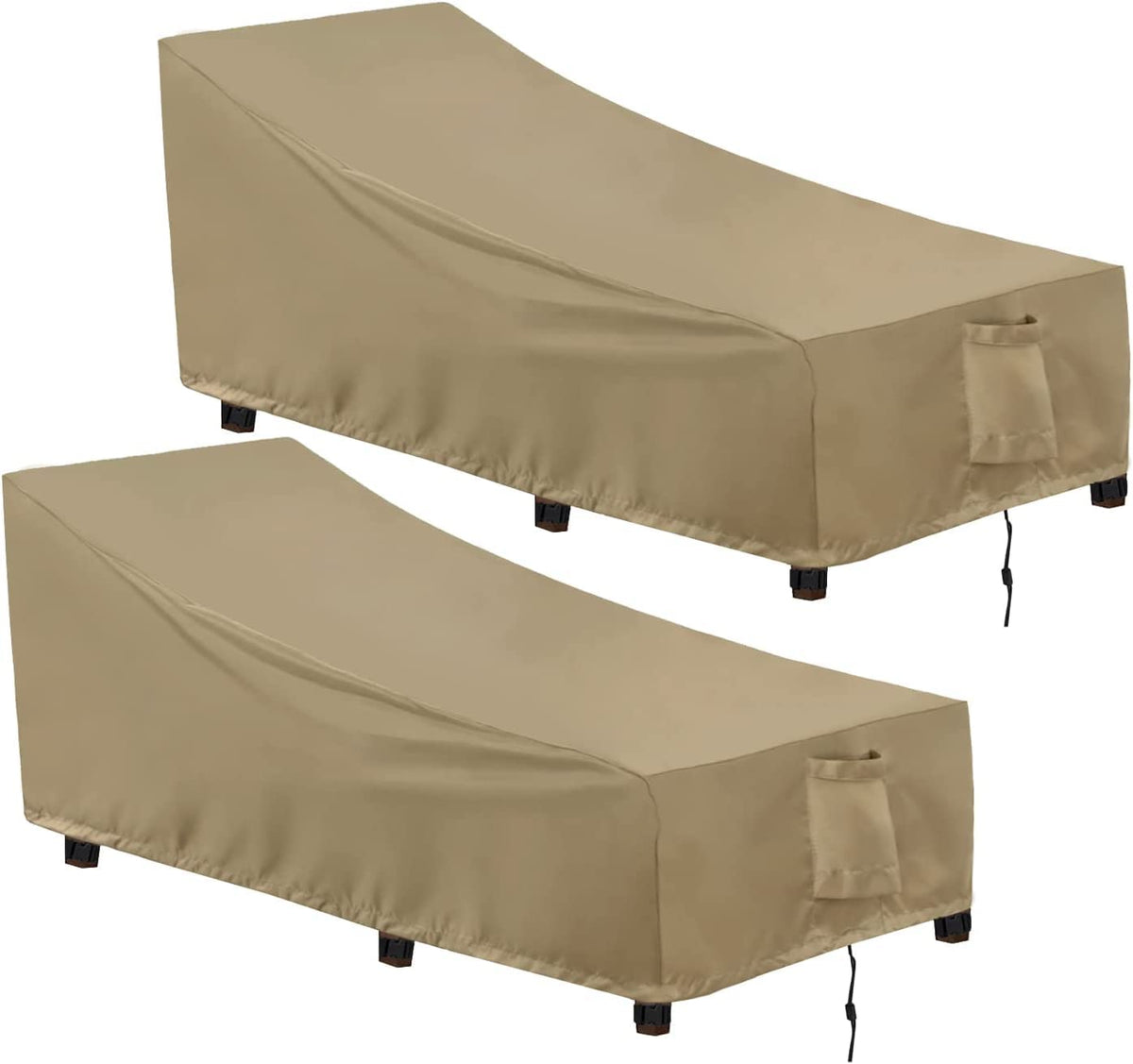 Outdoorlines Outdoor Waterproof Patio Chaise Lounge Chair Cover - Uv Resistant Lounger Covers Heavy Duty Weatherproof Patio Sofa Furniture Covers, 2 Packs, 68Wx30Dx30H Inches, Camel