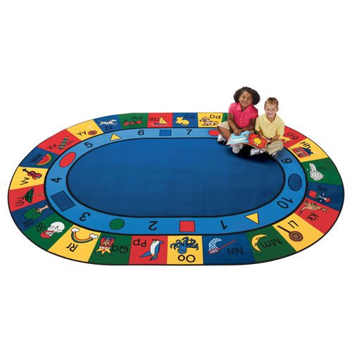 Carpets For Kids 1308 Blocks Of Fun Classroom Rug 8Ft 3In X 11Ft 8In Oval Blue