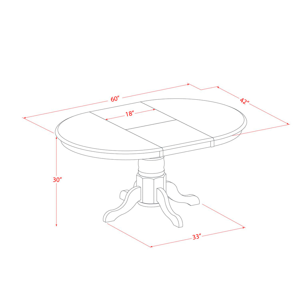 East West Furniture Avon7-Oak-W 7 Pckitchen Table Set - Dinette Table And 6 Dining Chairs