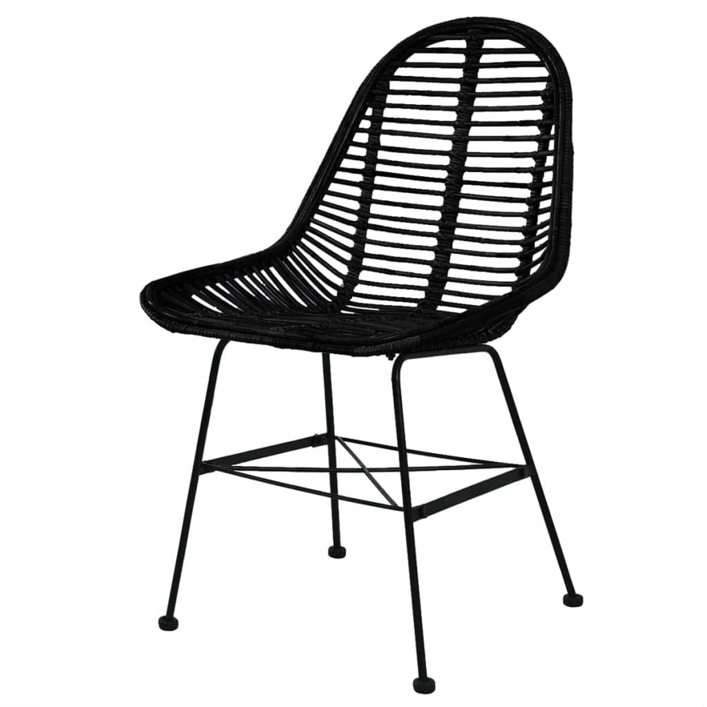 vidaXL 6X Dining Chair Natural Rattan Wicker Black Colonial Kitchen Home Seat