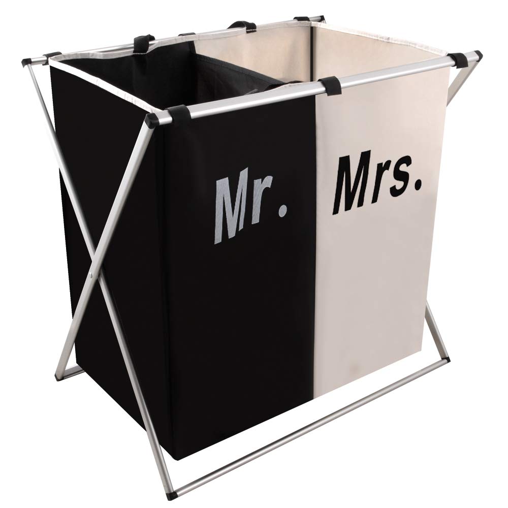 Nicesail Laundry Hamper 2 Section for Husband&Wife Parents or Couple, Clothes Basket Laundry Wedding Gift, Washing Storage Baske