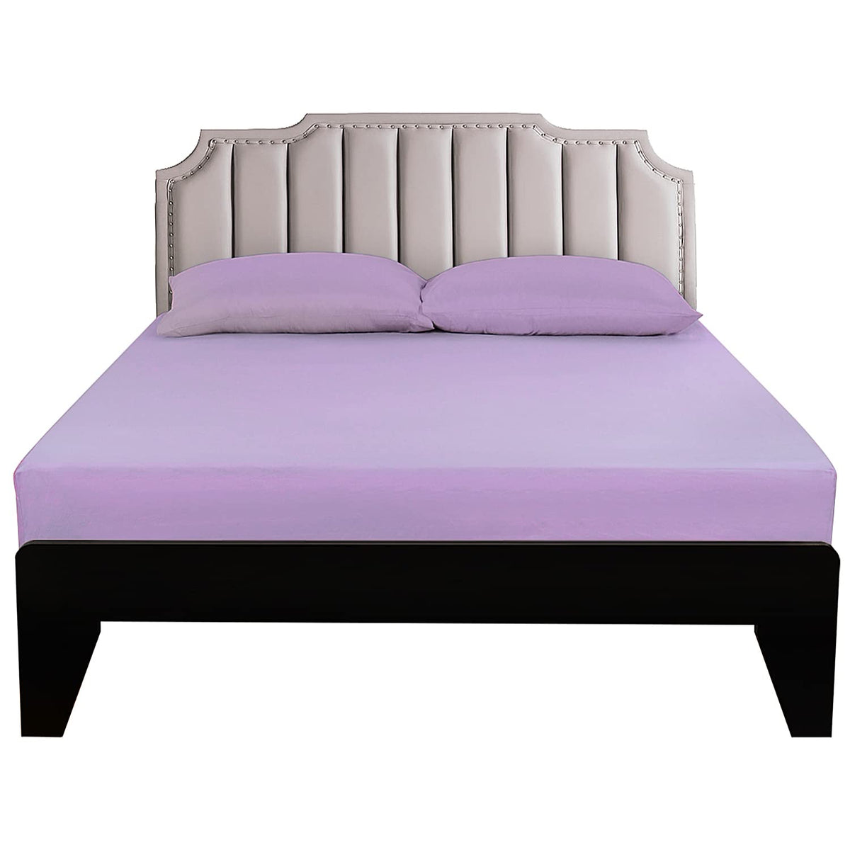 Lirex Fitted Sheet, Full Size 100% Cotton 300 Thread Count Soft Breathable Fitted Sheet, Light Purple