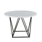 Steve Silver Furniture Ramona 5pc Marble Dining Set, 44" Round Marble Top w/Iron Base, 4-100% Polyester Side Chairs, Mid-Century/Modern Design, Dining Room, 44" L x 44" W x 30" H, Brown, White