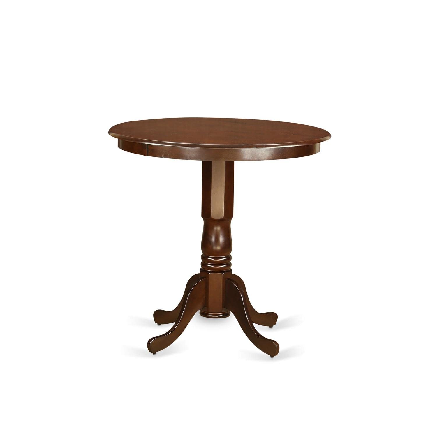 East West Furniture Jackson Counter Height Dining Round Dinner Table Top with Pedestal Base, 36x36 Inch, Mahogany