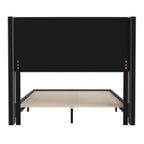 Flash Furniture Hollis Upholstered Platform Bed - Charcoal Faux Linen Wingback Headboard - Full - Mattress Foundation with Slatted Supports - No Box Spring Needed